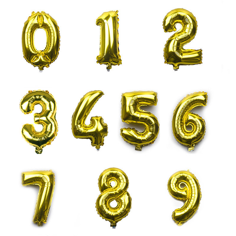 16 30 40 inch gold party decoration number shape aluminum balloons