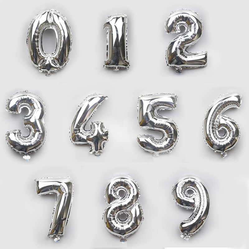 16 30 40 inch silver party decoration Mylar number balloons