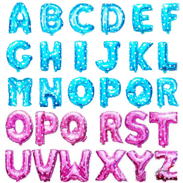 16 32 inch printed blue pink letters foil balloon wholesale suppliers