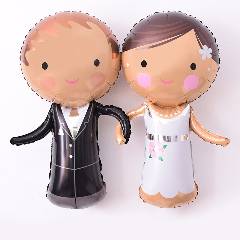 Cartoon bride and groom wedding decoration mylar balloons