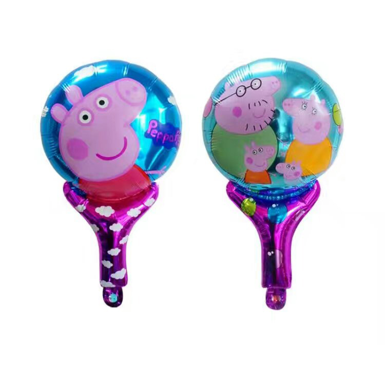 Foil balloon factory cartoon Peppa Pig hand holder stick balloon