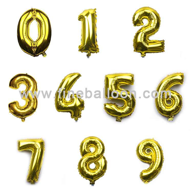 32 inch Gold and Silver Number foil balloons