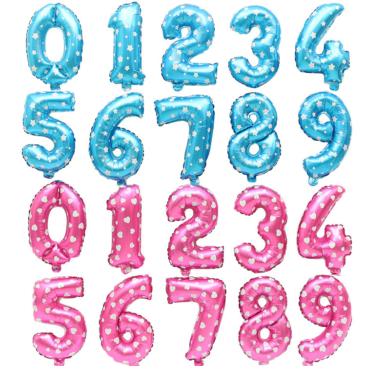 16 30 40 inch blue pink foil number balloons for ceremony decorations