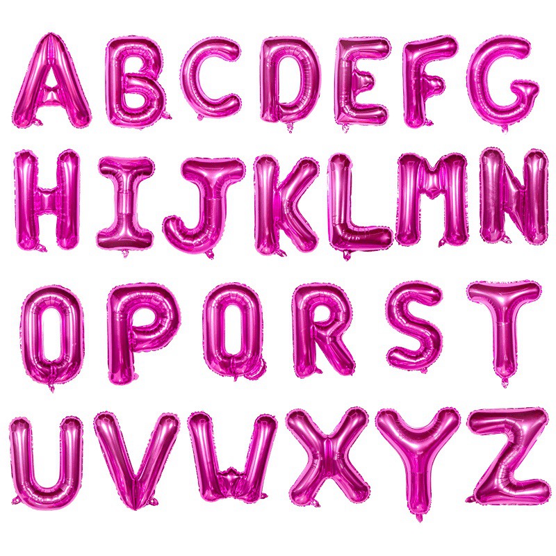 16 32 40 inch Hot Pink Color Alphabet Foil Letter Balloons