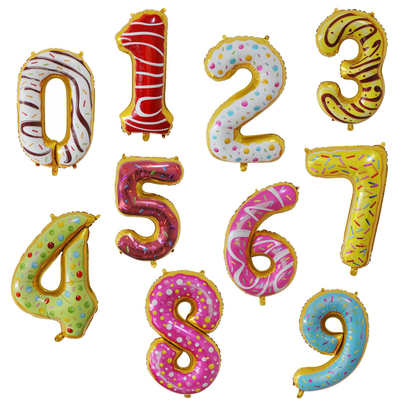 32 inch ice cream donut design number shape party decoration helium balloons