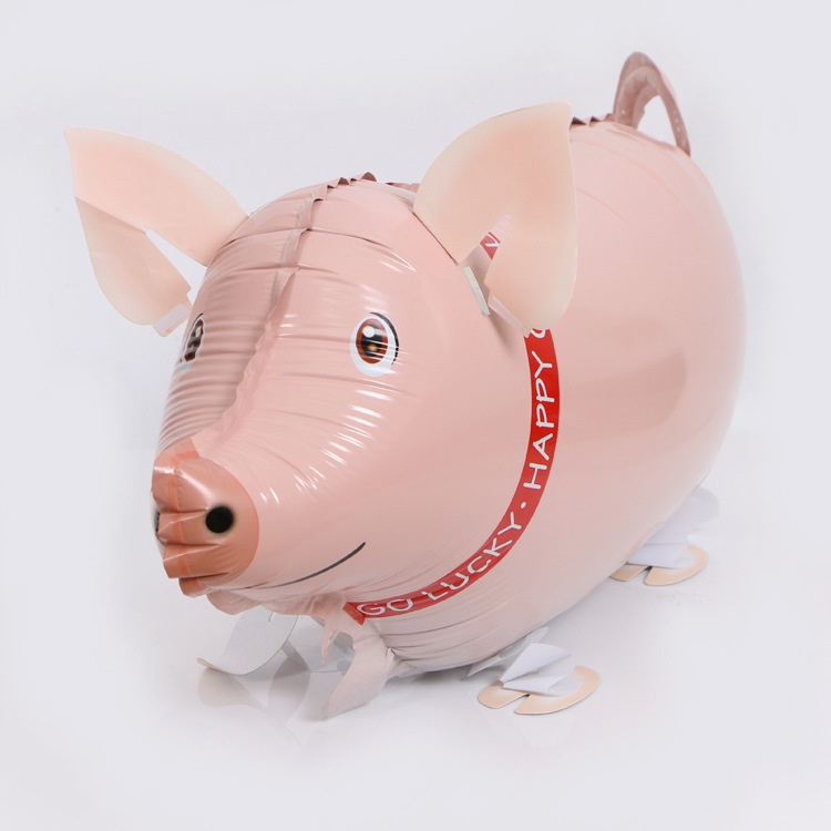 new design walking animal shaped pink pig foil balloons