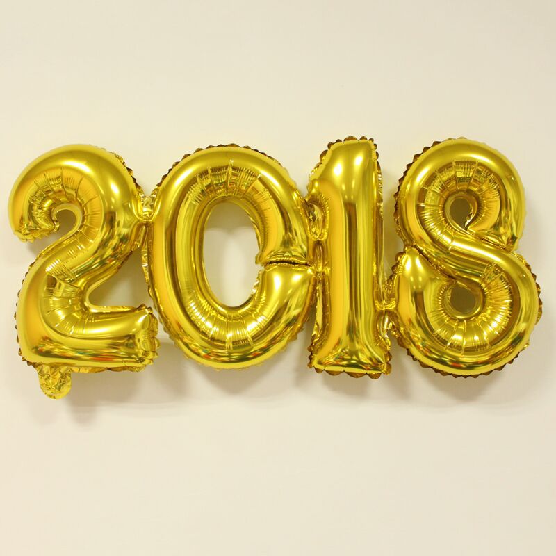 Connected foil balloons number 2018