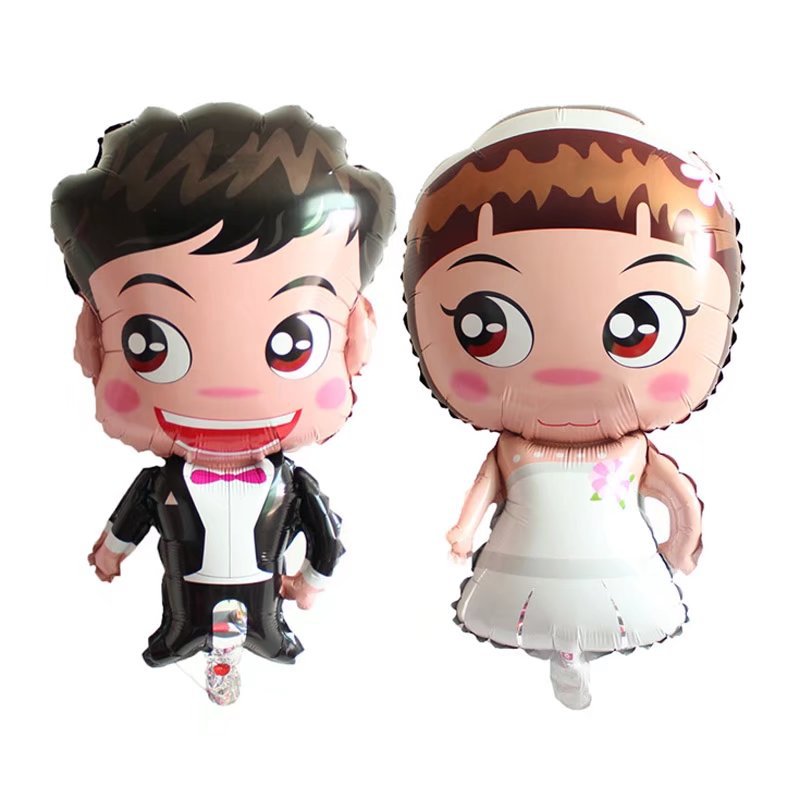 Cute bride and groom foil mylar balloons