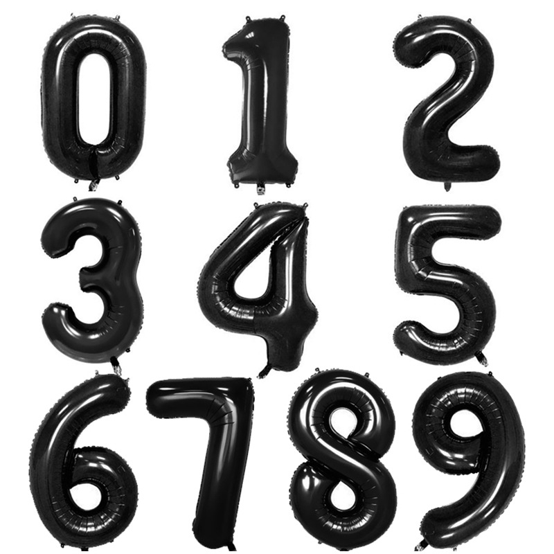 16 32 40 inch black Party decorations foil number balloons