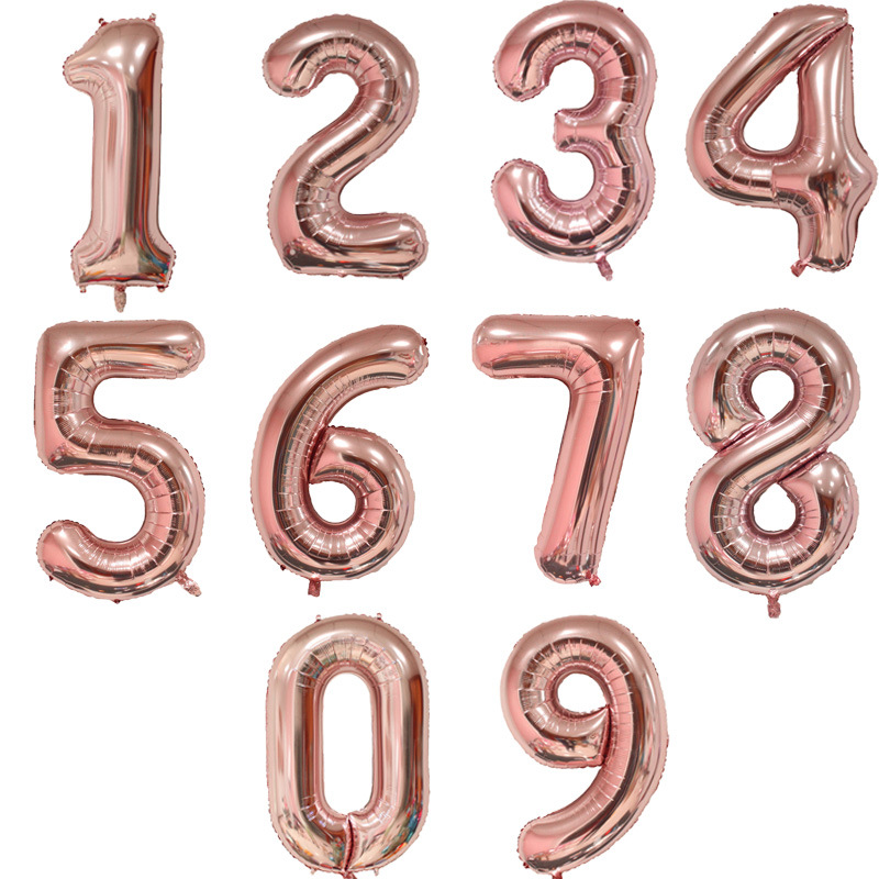 16 32 40 inch rose gold helium mylar number balloons