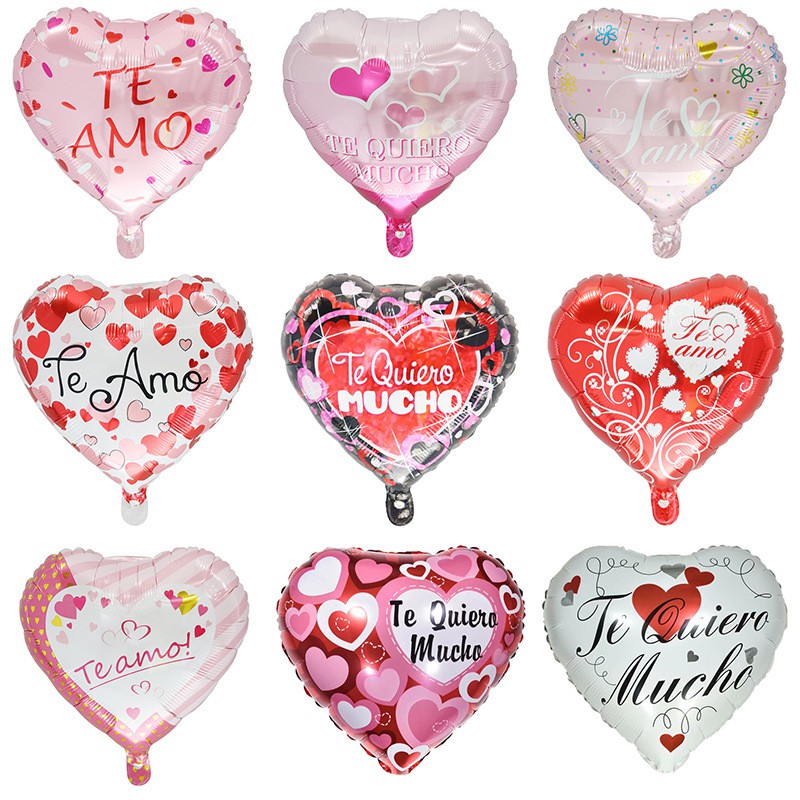 18 Inch Te Amo Heart Shape Valentine's Day Helium Mylar Balloons