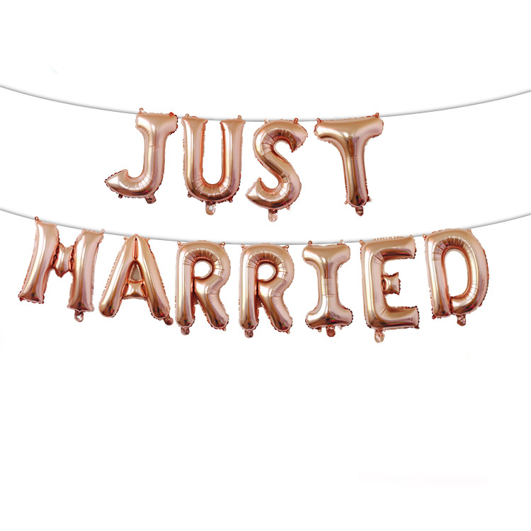 Rose Gold Foil Letter Just Married Balloons