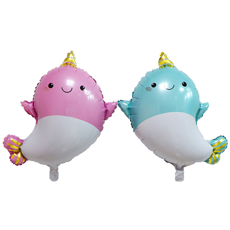 Single Horn Whale Shaped Foil Balloons