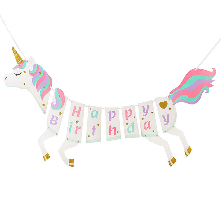 Craft Paper Unicorn Happy Birthday Banner