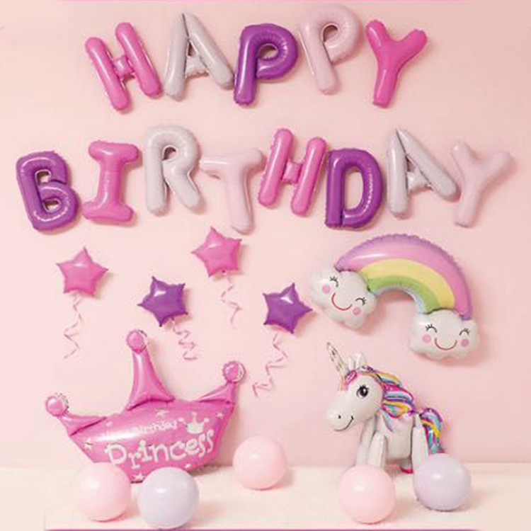 Happy Birthday Unicorn Balloon Set