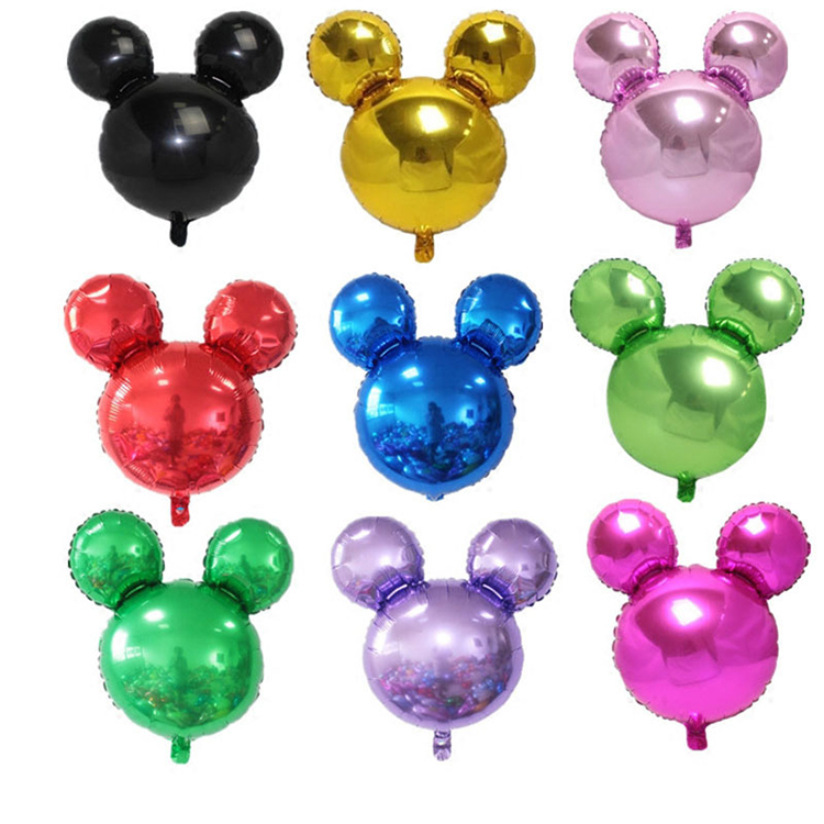 Plain Solid Color Mickey Mouse Head Shape Mylar Balloons