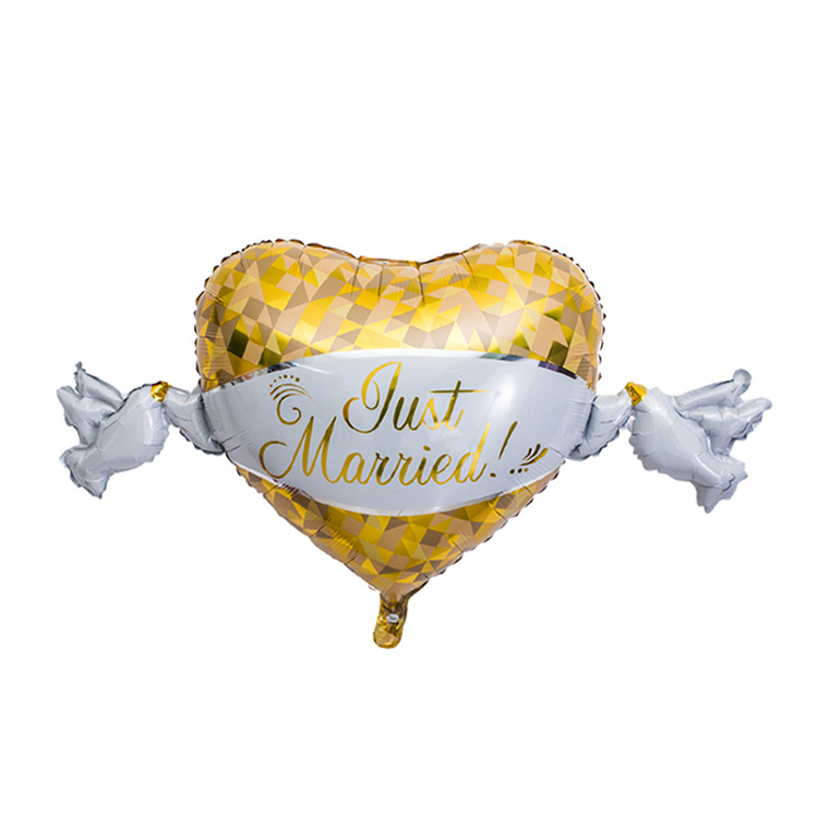 Giant Just Married Printed Love Heart Balloon