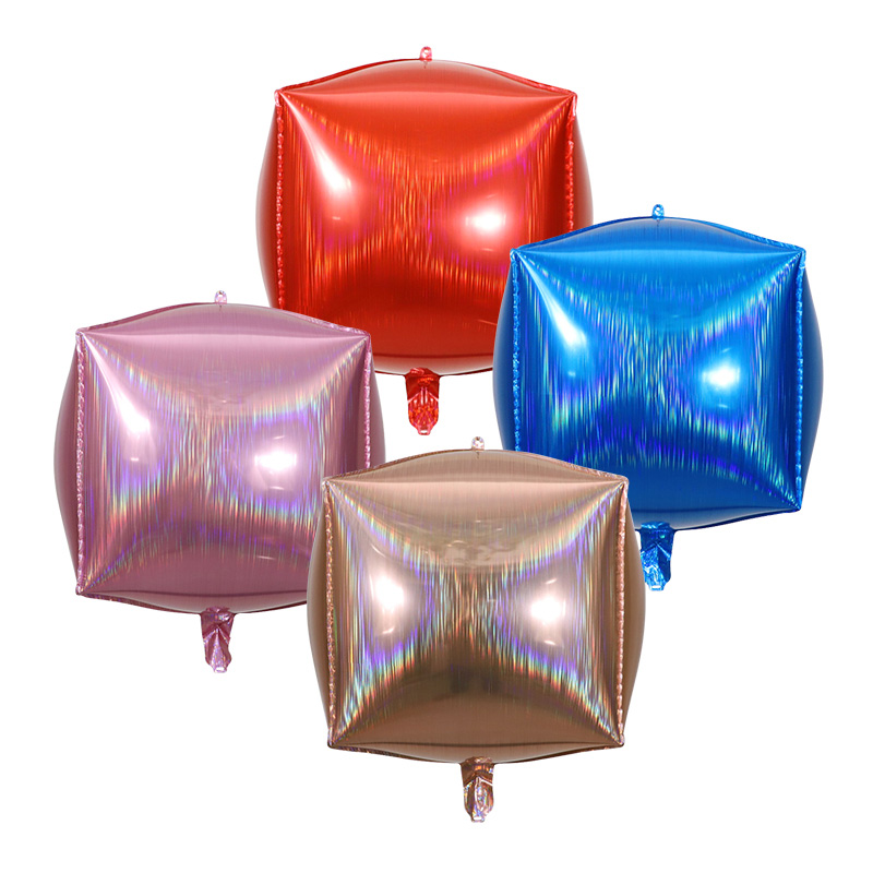 22 Inch Square Cube Shape Brushed Laser Foil Helium Balloons