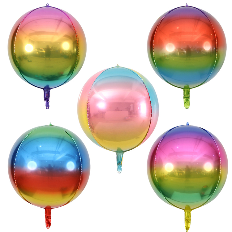 22 Inch Birthday Party Decoration 4D Round Gradient Rainbow Ombre ORBZ Balloons