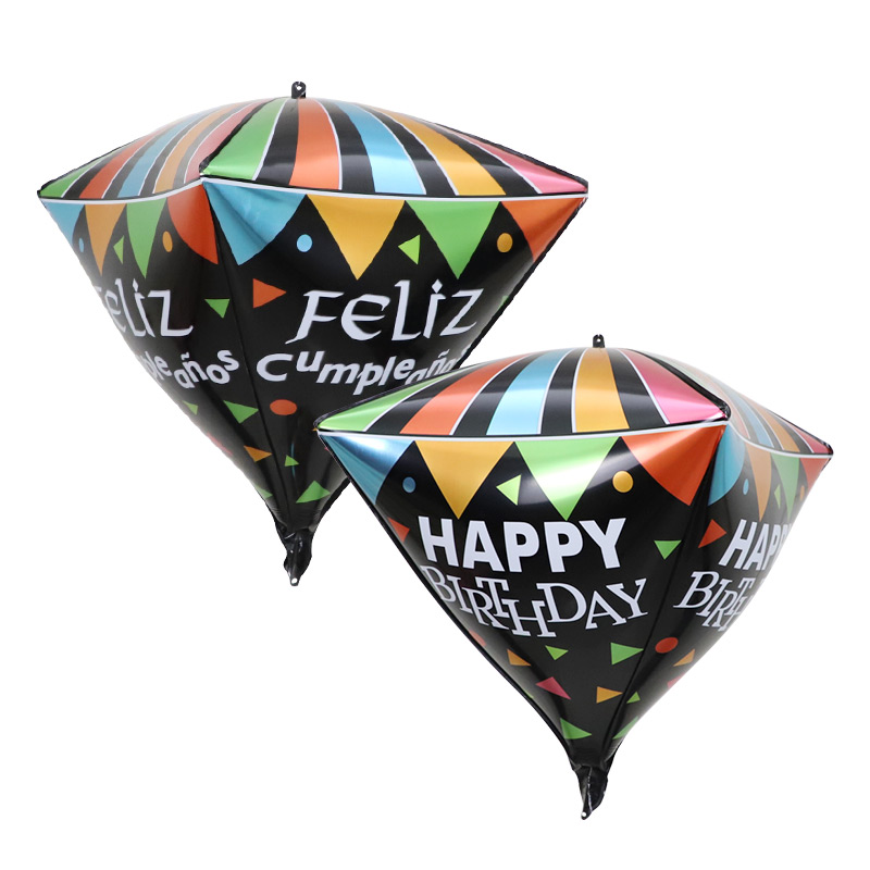22 Inch Diamond Shape Happy Birthday Spain Helium Foil Balloons