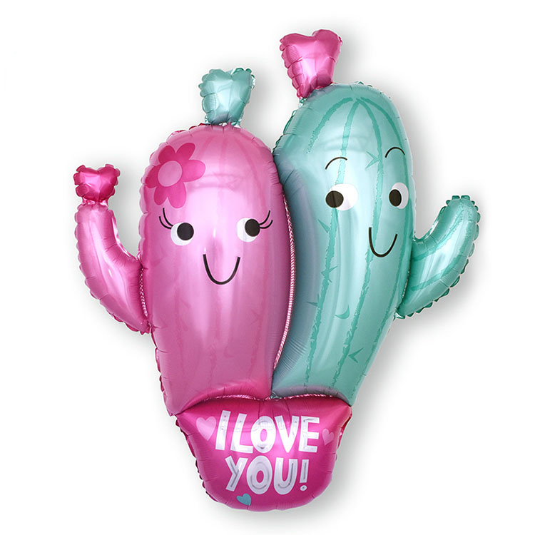I LOVE YOU Foil Cactus Balloons