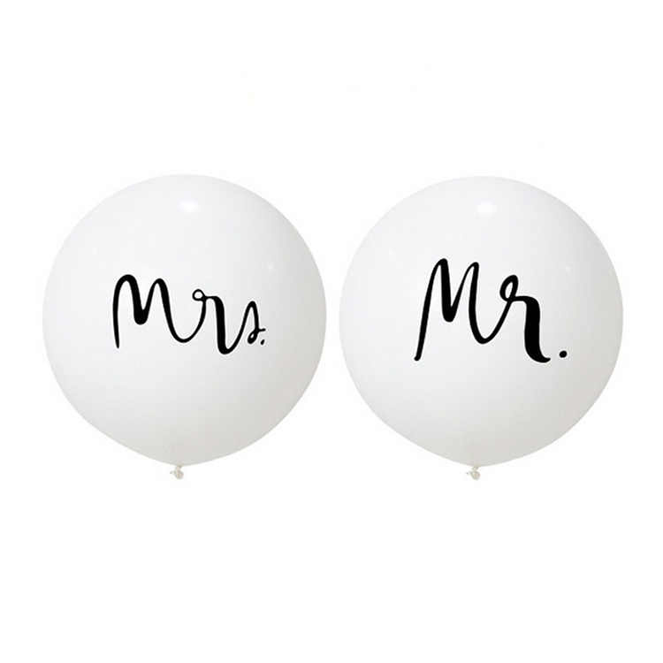 36 Inch 1 Pair White Latex Mr Mrs Balloons For Wedding Party Decoration