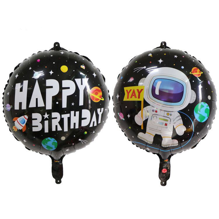 18 Inch Black Round Space Astronaut Balloons