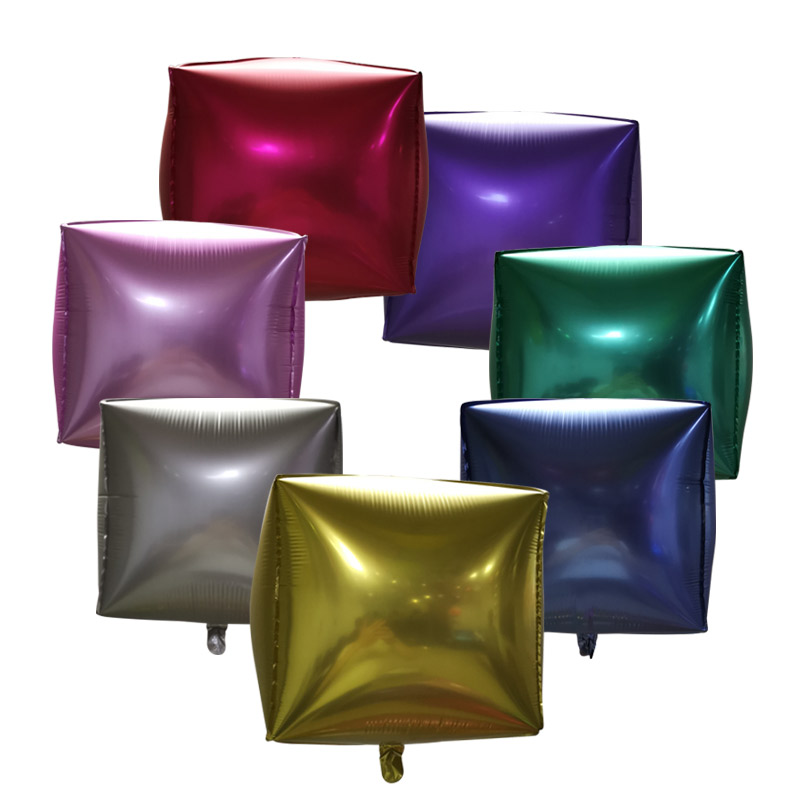 24 Inch Metallic 4D Square Cube Shape Foil Helium Chrome Balloons