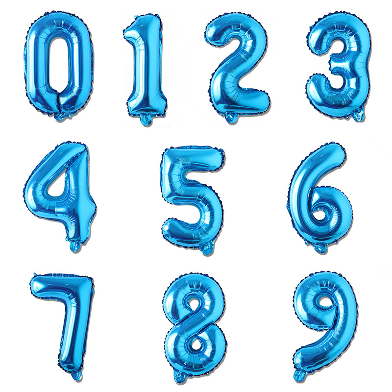 16 32 40 Inch Slim Design Blue Number Balloons