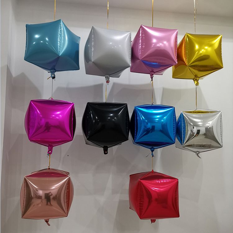 22 24 Inch Balon 4D Square Cube Shape Foil Helium Balloons