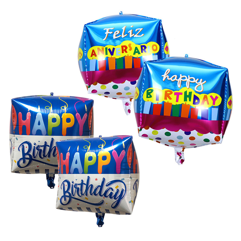 22 Inch Happy Birthday Party Spain Feliz Aniversario Cube Shape Balloons