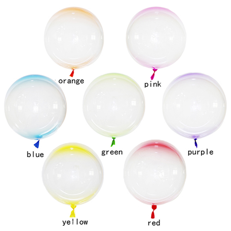 18 24 Inch TPU crystal transparent double color really round bubble balloons