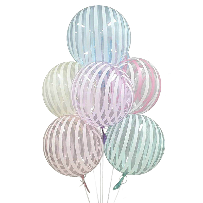 18" Inch simple crystal transparent bobo balloon with stripe