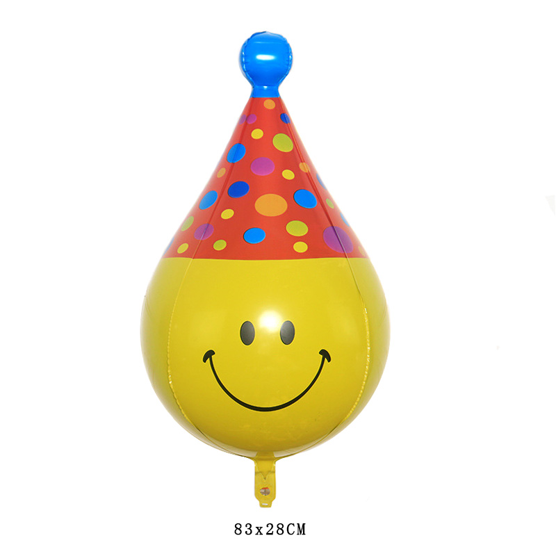 Birthday Decor 4D Yellow Large Emoji Party Hat Helium Foil Globos Smiley Hat Balloons