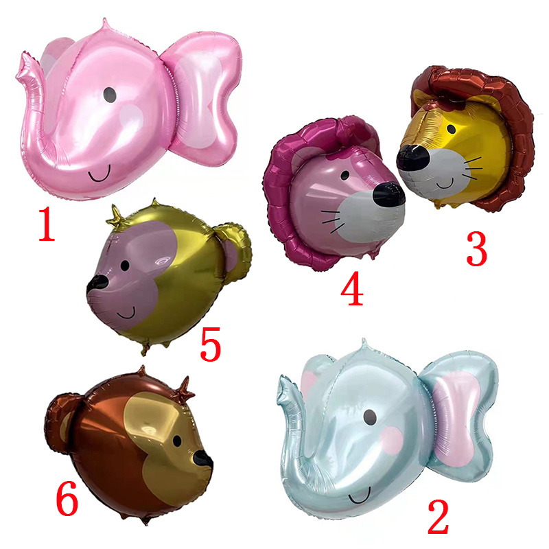 Baby Favor Birthday Party Decor Cute 4D Animal Head Elephant Monkey Lion Balloons