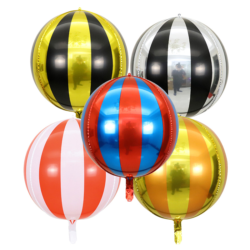 22 Inch Party Supplies Stripe Balloons 4D Round Helium Mylar Globos For Party