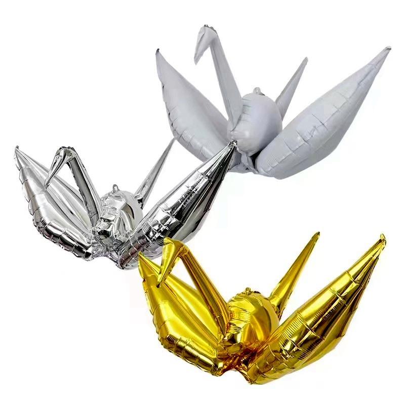 Wedding Decor Happy Birthday Party Supplies 4D Foil Bird Globos Japanese Origami Crane Mobile Balloons