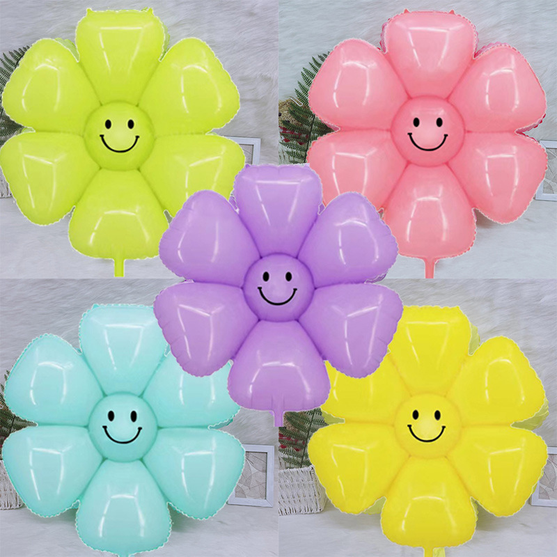Macaron Color Smile Sunflower Bellis Perennis Balloons