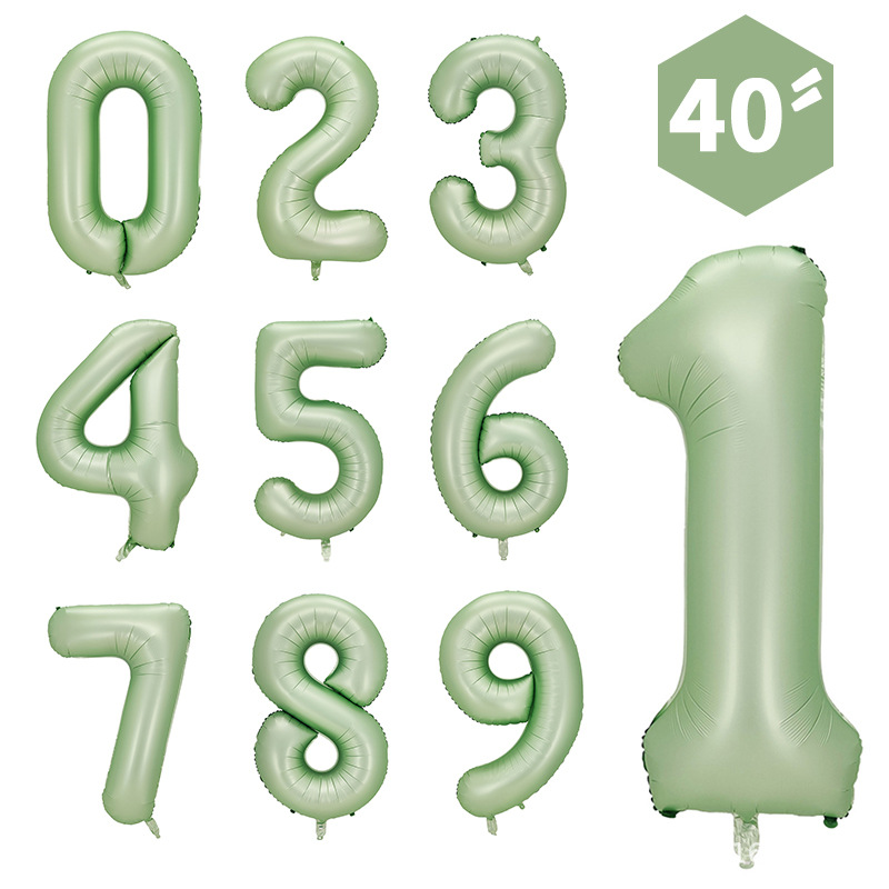 40 Inch Olive Green Helium Foil Number Balloons