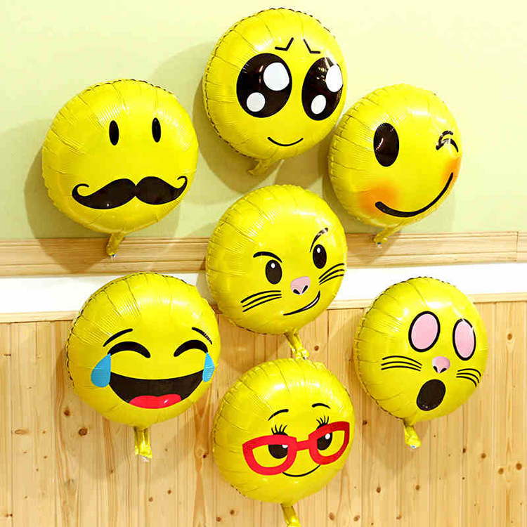 18 inch round smile face emoji emotion helium balloons