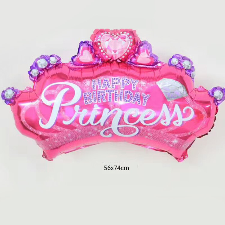 Princess Happy birthday diamond crown foil helium balloon