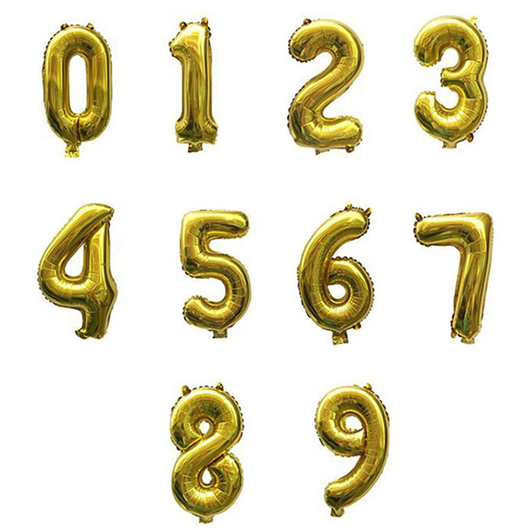 16 32 40 Inch Slim Design Gold Foil Number Balloons