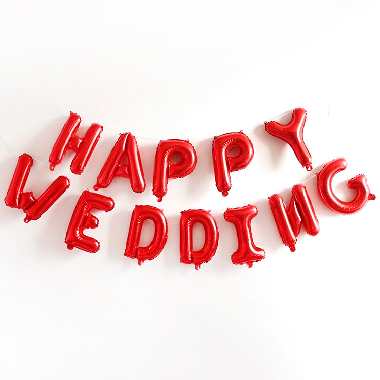 Red Foil Letter Happy Wedding Balloon