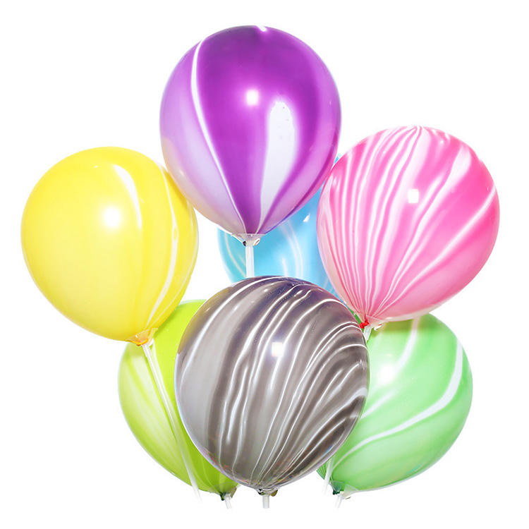 10 12 Inch Helium Latex Agate Cloud Marble Balloons