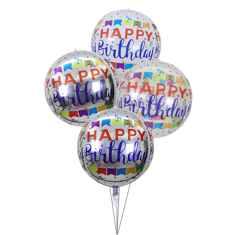 4D Round 22 Inch Happy Birthday Printed Party Decoration ORBZ Balloons