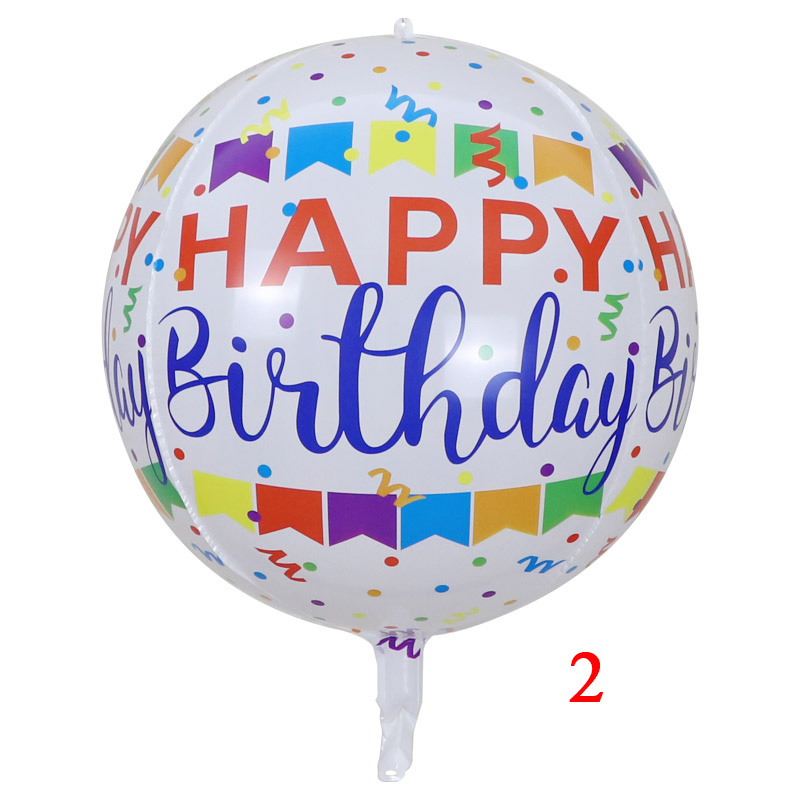 4D Round 22 Inch Happy Birthday Printed Party Decoration ORBZ Balloons