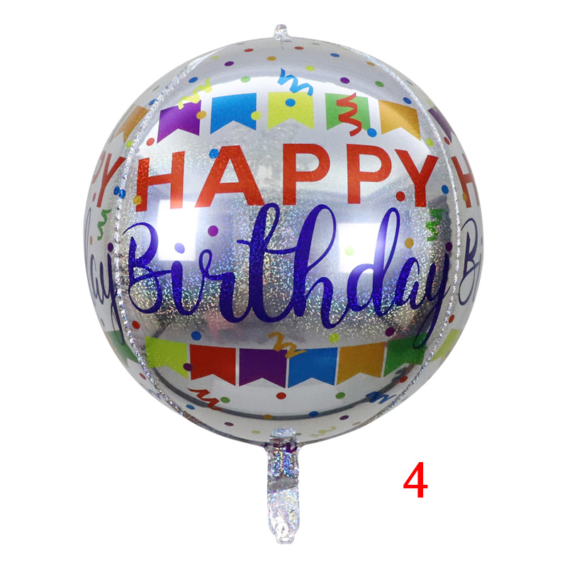 4D Round 22 Inch Happy Birthday Printed Party Decoration ORBZ Balloons