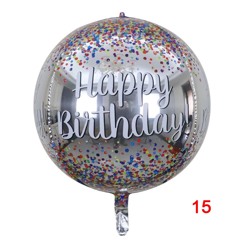 4D Round 22 Inch Happy Birthday Printed Party Decoration ORBZ Balloons