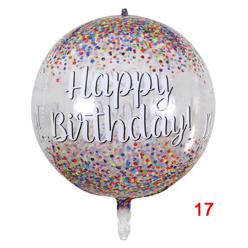 4D Round 22 Inch Happy Birthday Printed Party Decoration ORBZ Balloons