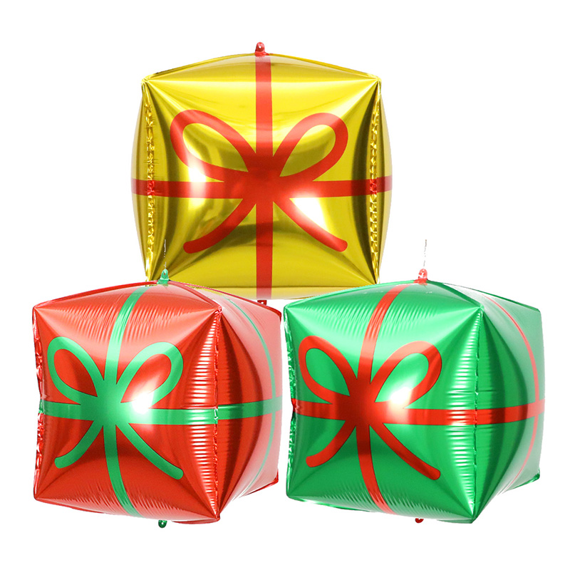 22 Inch Merry Christmas Gift Box Square Cube Shape Party Decorations Helium Foil Balloons